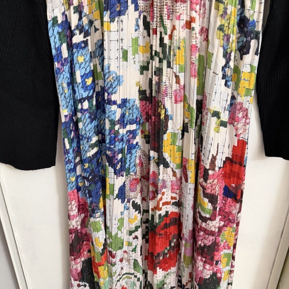 Kirstin Lamb Anthropologie Thea Twofer Sweater Maxi Dress XL Black Floral - Picture 5 of 10
